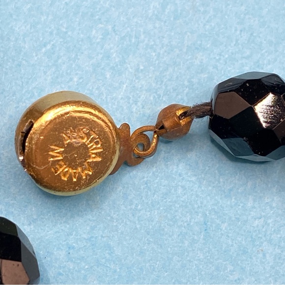 Jet Black Glass Beads Vintage Made In Austria - Picture 4 of 9